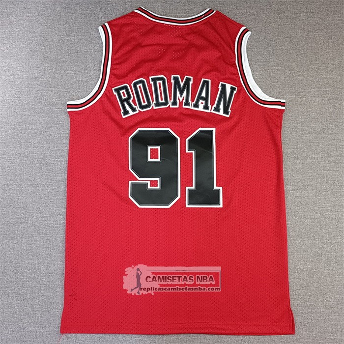 Camiseta Chicago Bulls Dennis Rodman NO 91 Mitchell & Ness 1997-98 NBA Finals Rojo
